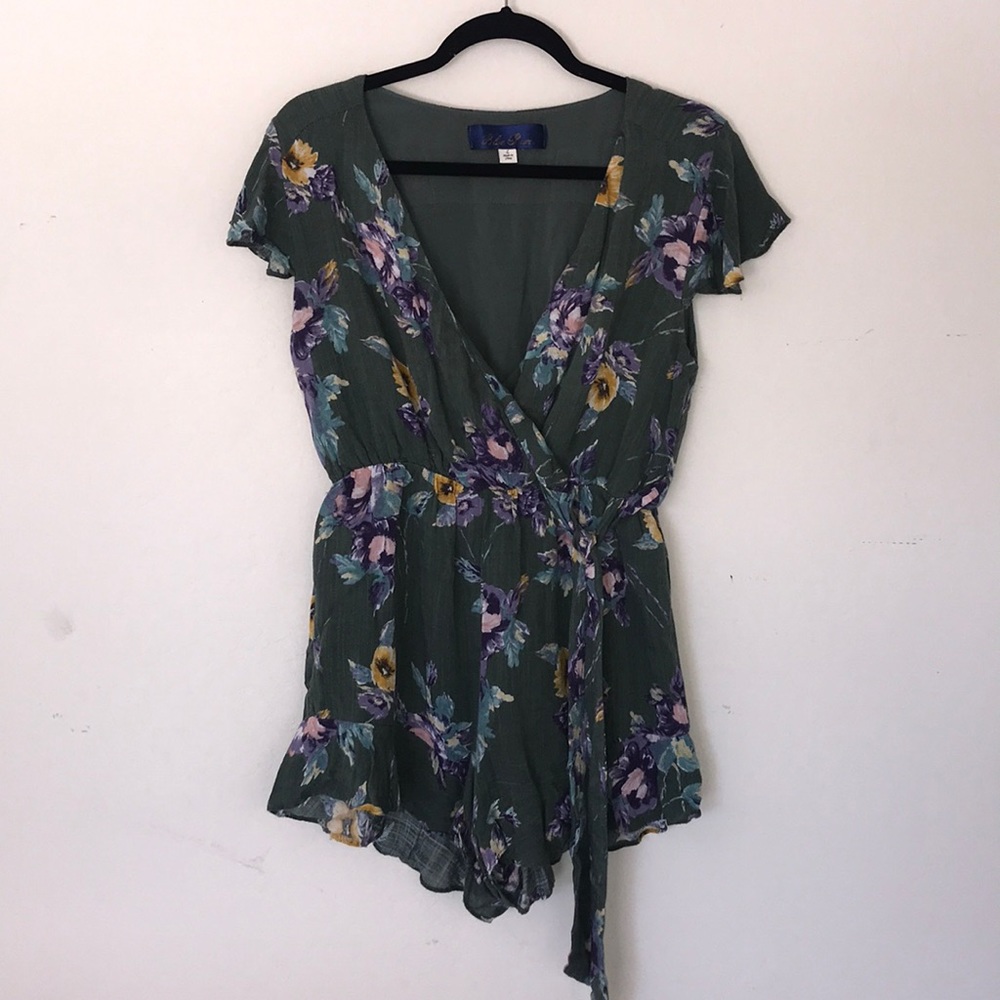 Green floral romper